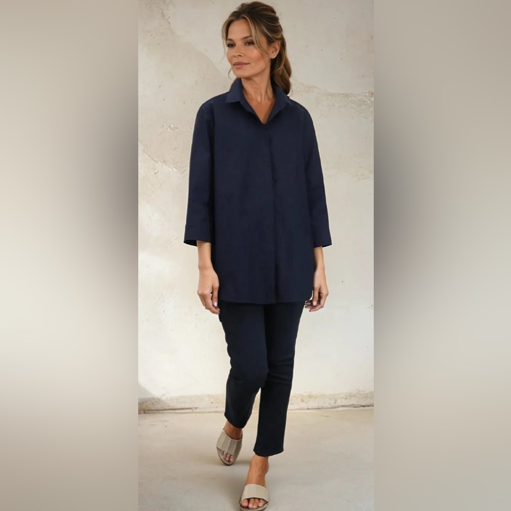 Jarbo Navy Blue Silk Top, Size 0